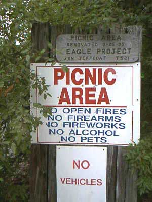 Riverbanks Zoo Picnic Area sign